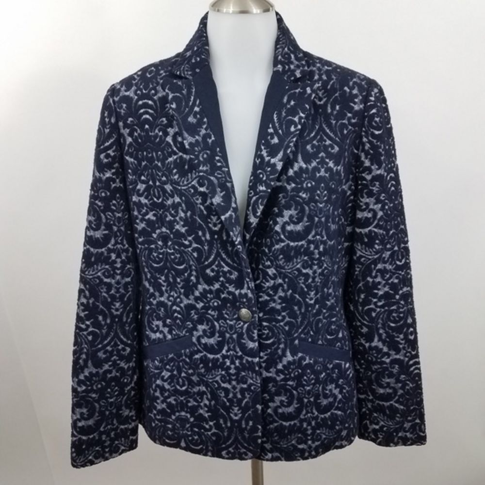 Cabi Blazer 6 109‎ Jacquard Wool Blend Gray…